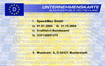 Eine Unternehmenskarte mit einem D für Deutschland links oben auf blauem Hintergrund